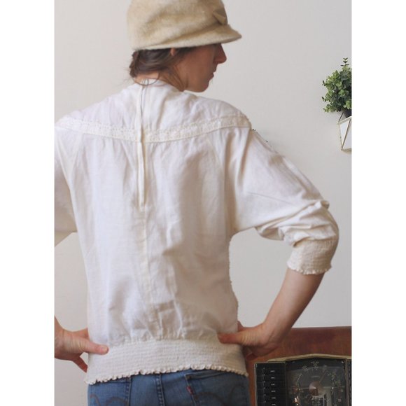 Vintage 70’s Cotton Lace Blouse Adree Gaye OffWhite - Picture 10 of 10